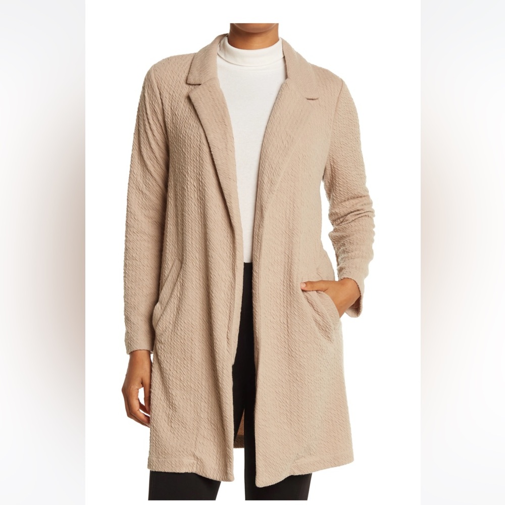 Melloday Soft Knit Topper Coat in Sand